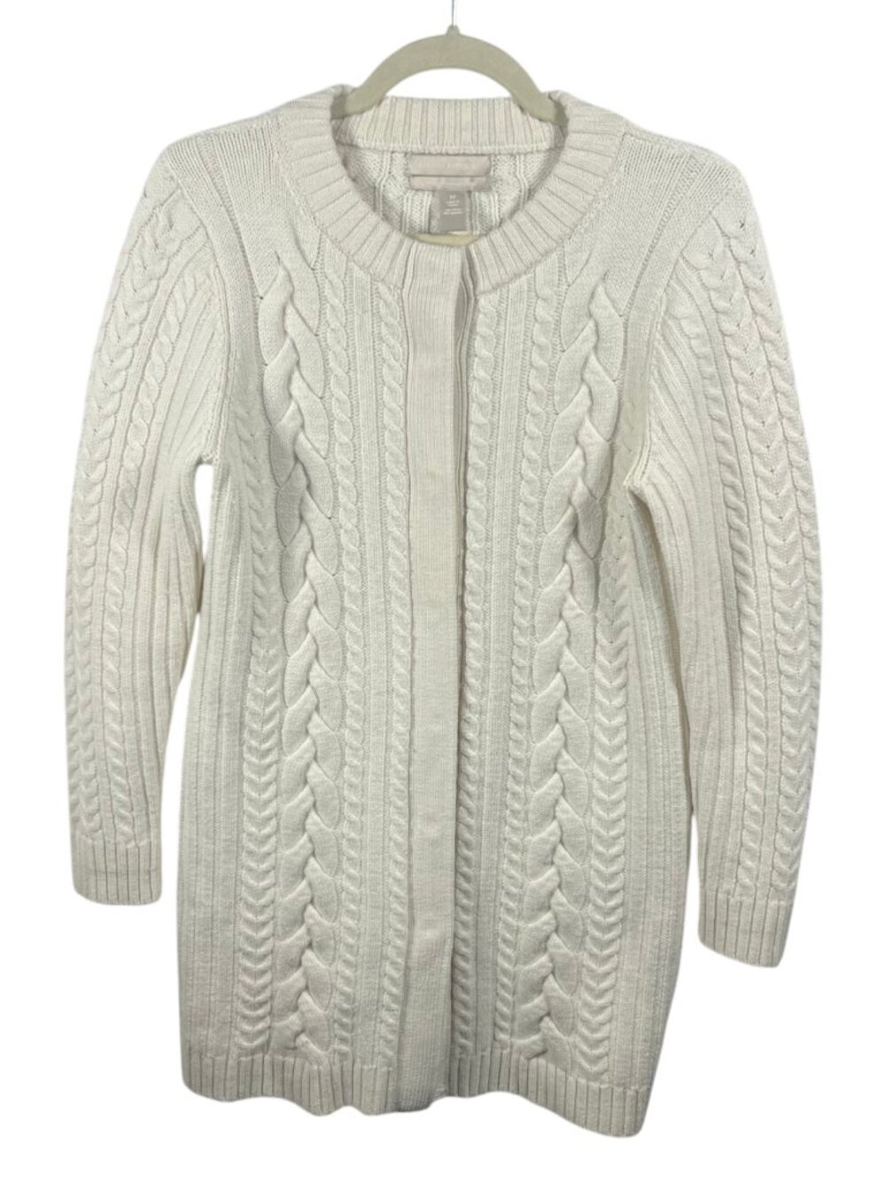 Banana Republic Sweater Womens Wool Cardigan Snap Front M Fisherman Cable Knit